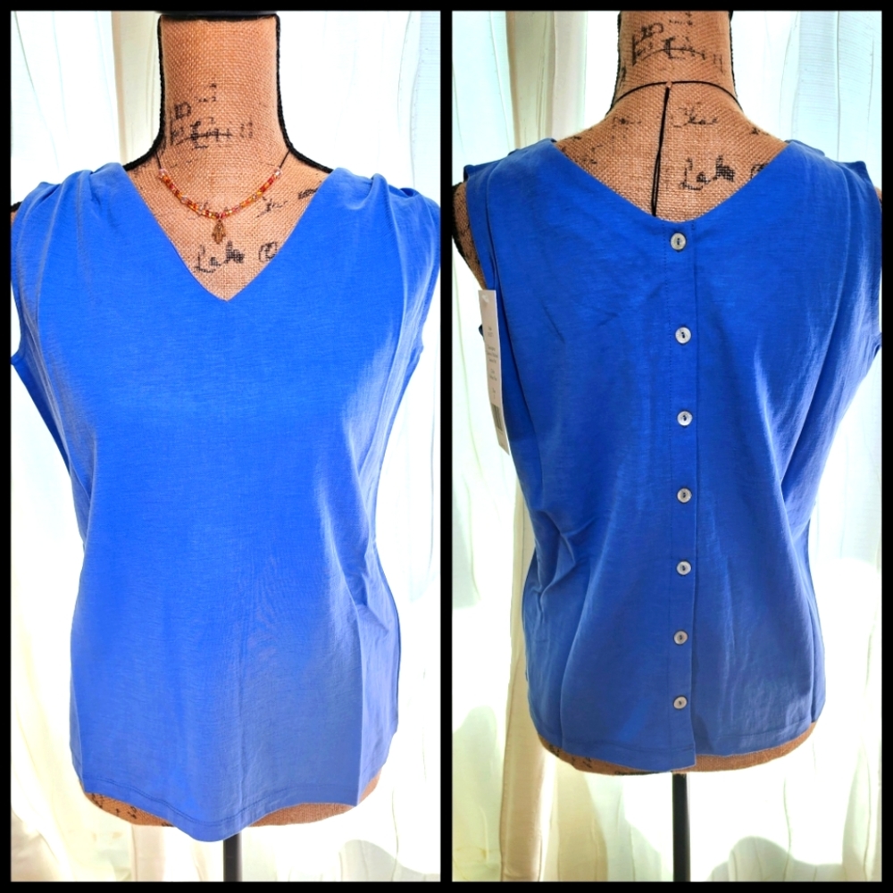 Foxcroft - NWT Celine Polish Knit Vneck Sleeveless Blouse in Size S